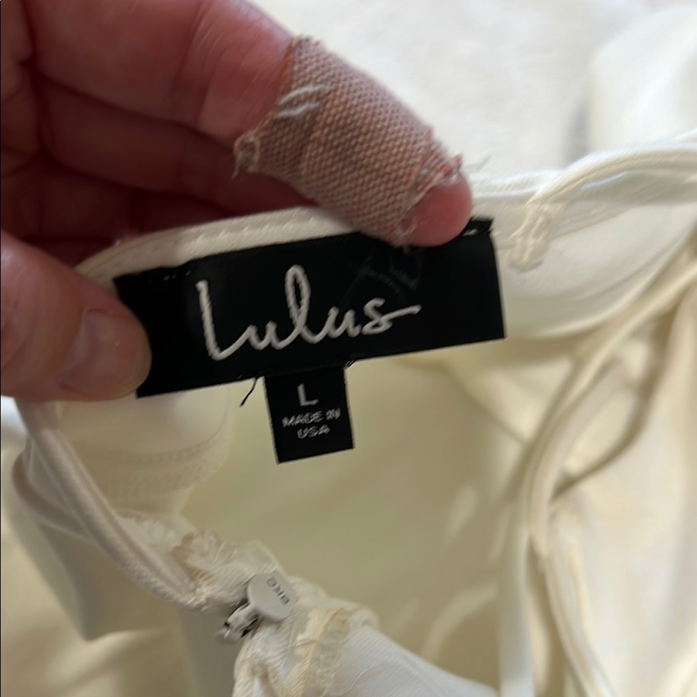 Lulu's Fit and Flare Open Back Halter Dress for Weddings Sz L - Picture 13 of 13